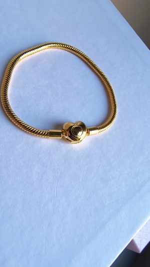 Pulseira Coração dourada gravado Pandora 18cm