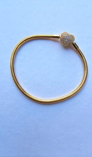 Pulseira fecho coração cravejado com zircônia Pandora 18cm