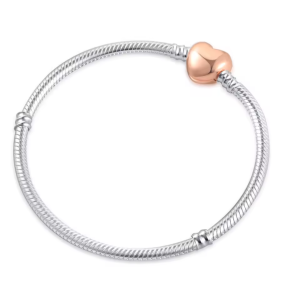 Pulseira fecho Coração rosé gravado Pandora 19cm